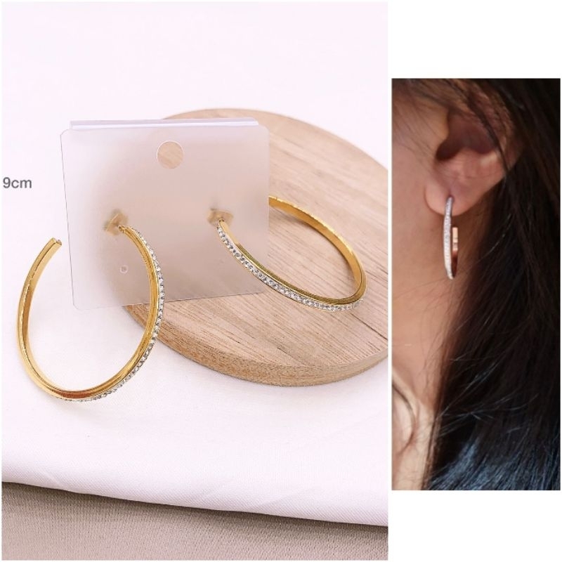 Anting Titanium Asli  mata kilau Premium Quality Anti karat anti alergi earring gipsi Stainless steel ori l182