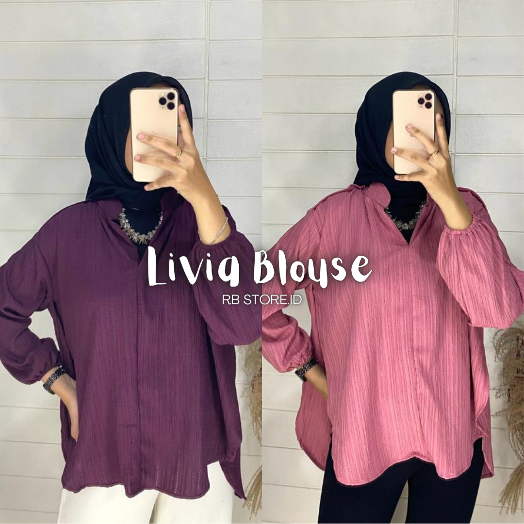 Kemeja Wanita Livia Blouse Basic Lady Crush Oversize