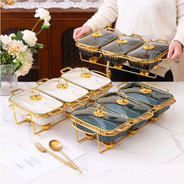 PRASMANAN SULTAN 3in1 /PRASMANAN GANDENG KERAMIK /WADAH MAKANAN MEWAH