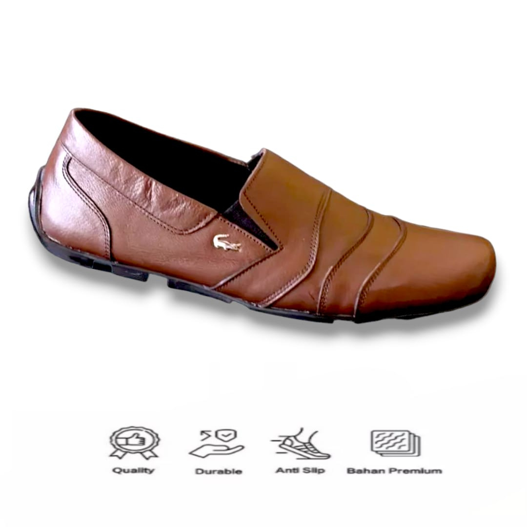 Sepatu Pria Slip On Casual Kulit Crocodile Handmade Bandung Cibaduyut Hitam Cokelat