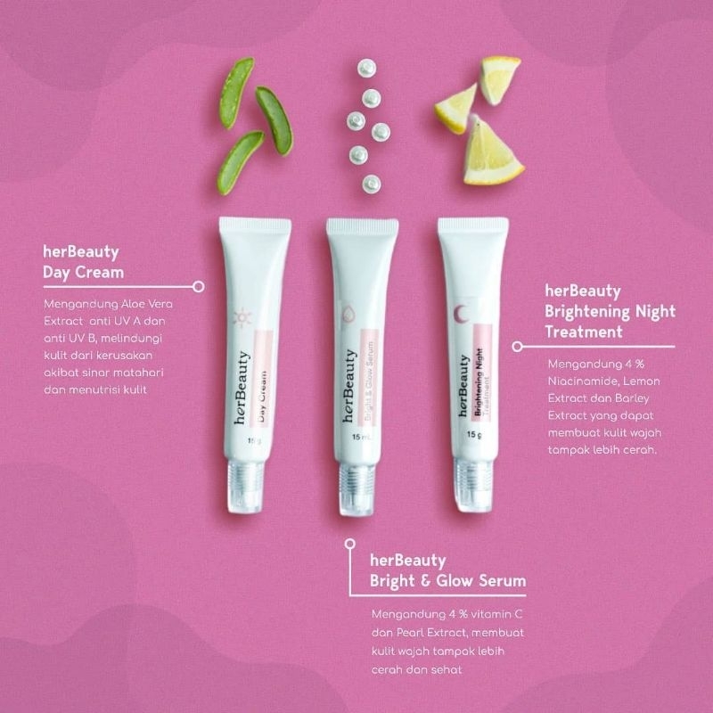 HERBEAUTY SKINCARE PAKET HEMAT BRIGHT AND GLOW ACNE DARKSPOT