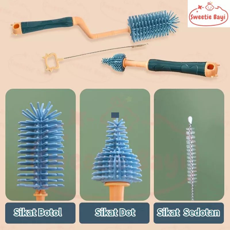 [rumahbayipdg] sikat botol Silicone 3in1 &amp; 4in1 || botlle niple straw brush