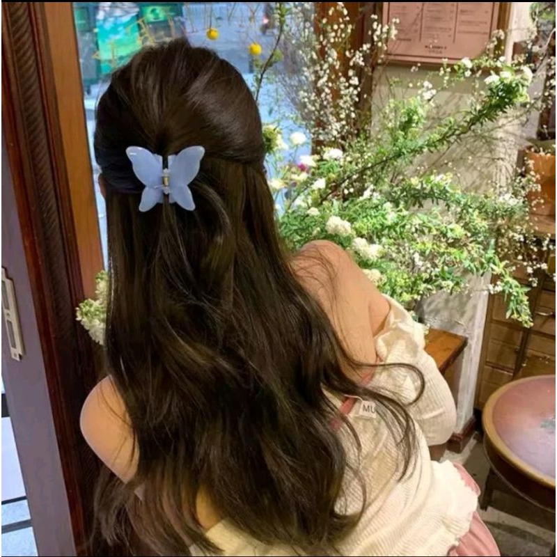Jepit Rambut Korea 7.5cm Kupu Kupu Jedai Doff Kupu Jepitan Rambut Matte Butterfly Korean Hair Claw Doff Transparan