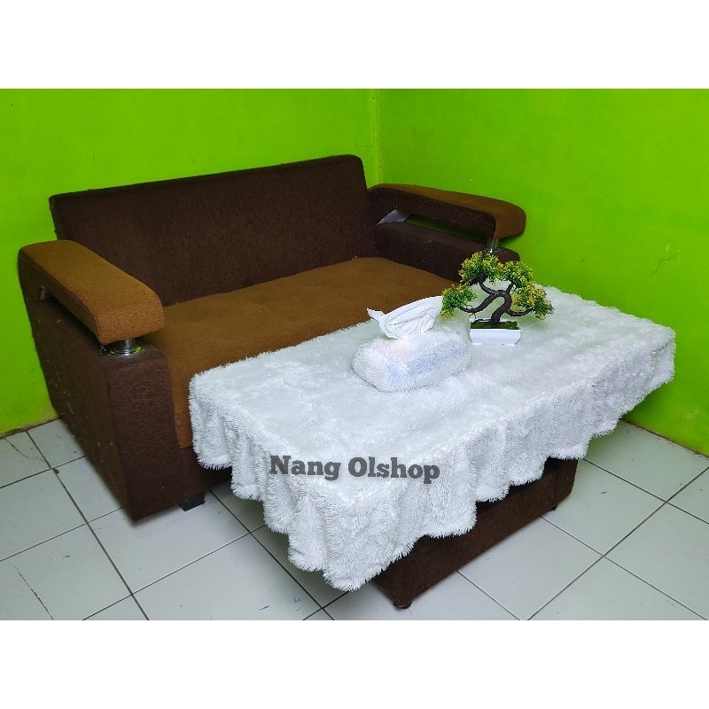 Satu Set Taplak Meja Ruang Tamu Rumbai+Tisu Ukuran P100xL50cm Bisa COD