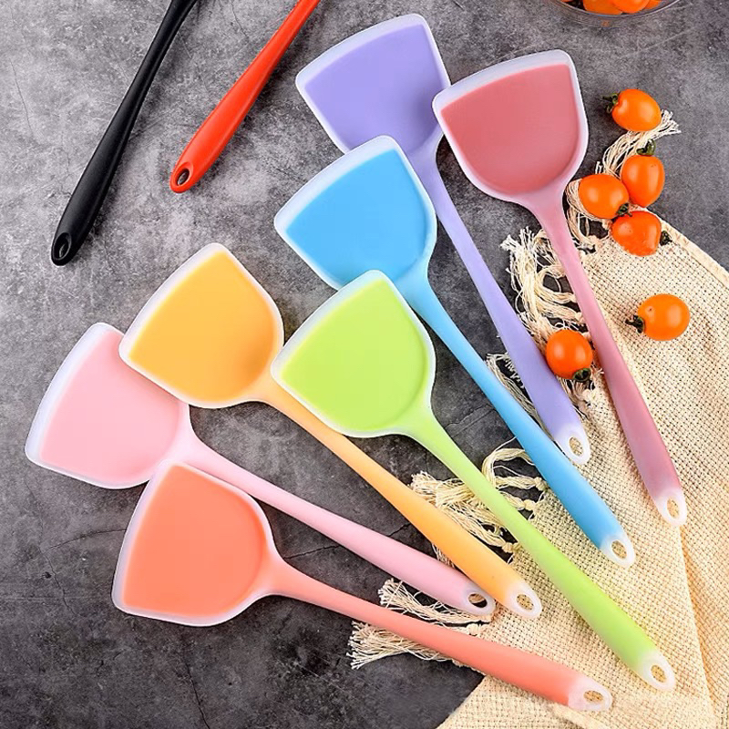 SPATULA SUTIL FULL SILICON WARNA - SODET MASAK TEBAL ANTI LENGKET - SPATULA MASAK GORENG TUMIS ANTI PANAS