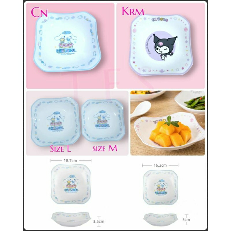 PIRING SAJI KOTAK PERSEGI KERAMIK CERAMIC PLATE SANRIO ORI KUROMI CINNAMOROLL