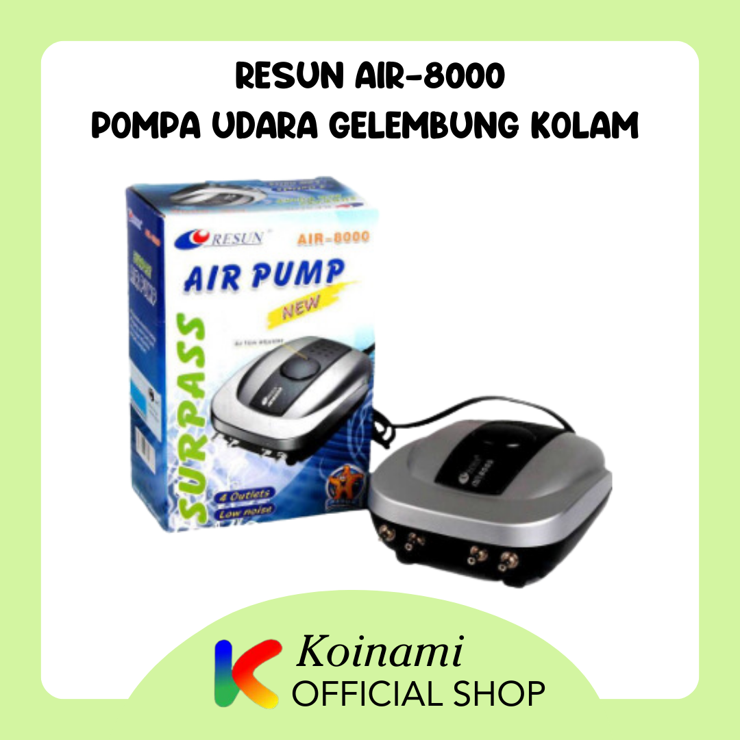 RESUN AIR-8000 / pompa udara gelembung kolan ikan koi / aquarium aqua scape / pump