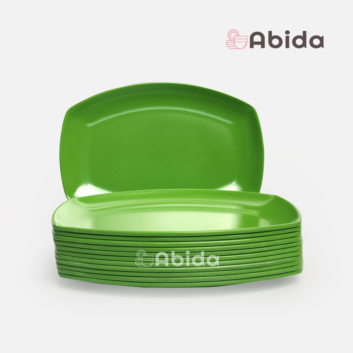 Abida 1 Lusin Piring Saji Melamin 12 inch - Piring Persegi Panjang - Piring Saji Lusinan - Piring Pa