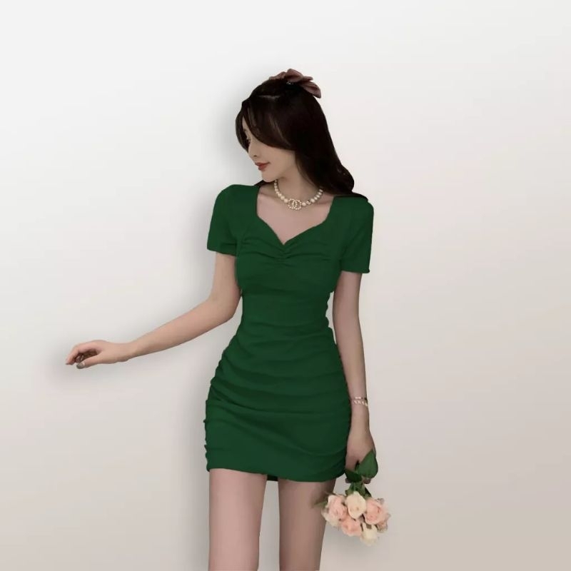 Mini Dress sexy lengan pendek Gaya Korea wanita model terbaru - GP Eleanor