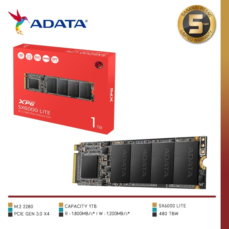 SSD Adata - SX6000 Lite 1TB / 1 TB M.2 NVMe 2280 PCIe Gen 3 x4