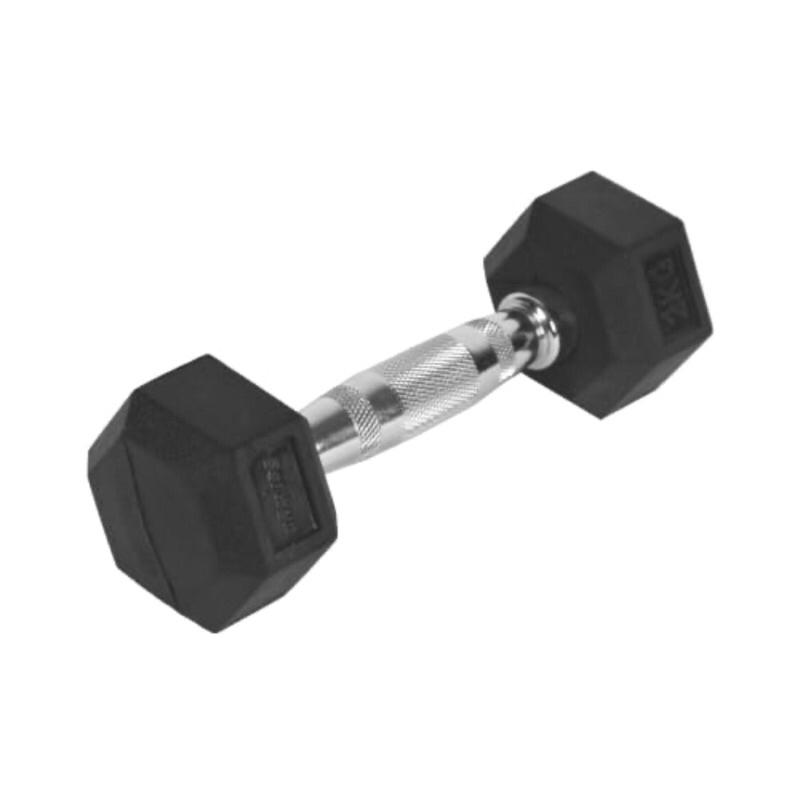 BERWYN DUMBBELL 2 &amp; 5KG HITAM/ACE BARBEL KARET HEXAGONAL 2&amp;5 KG/ACE HEX RUBBER  DUMBBELL 5KG BLACK