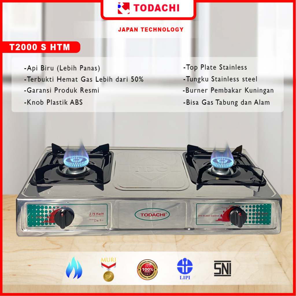 Kompor Gas Todachi 2 Tungku T2000 Stainless