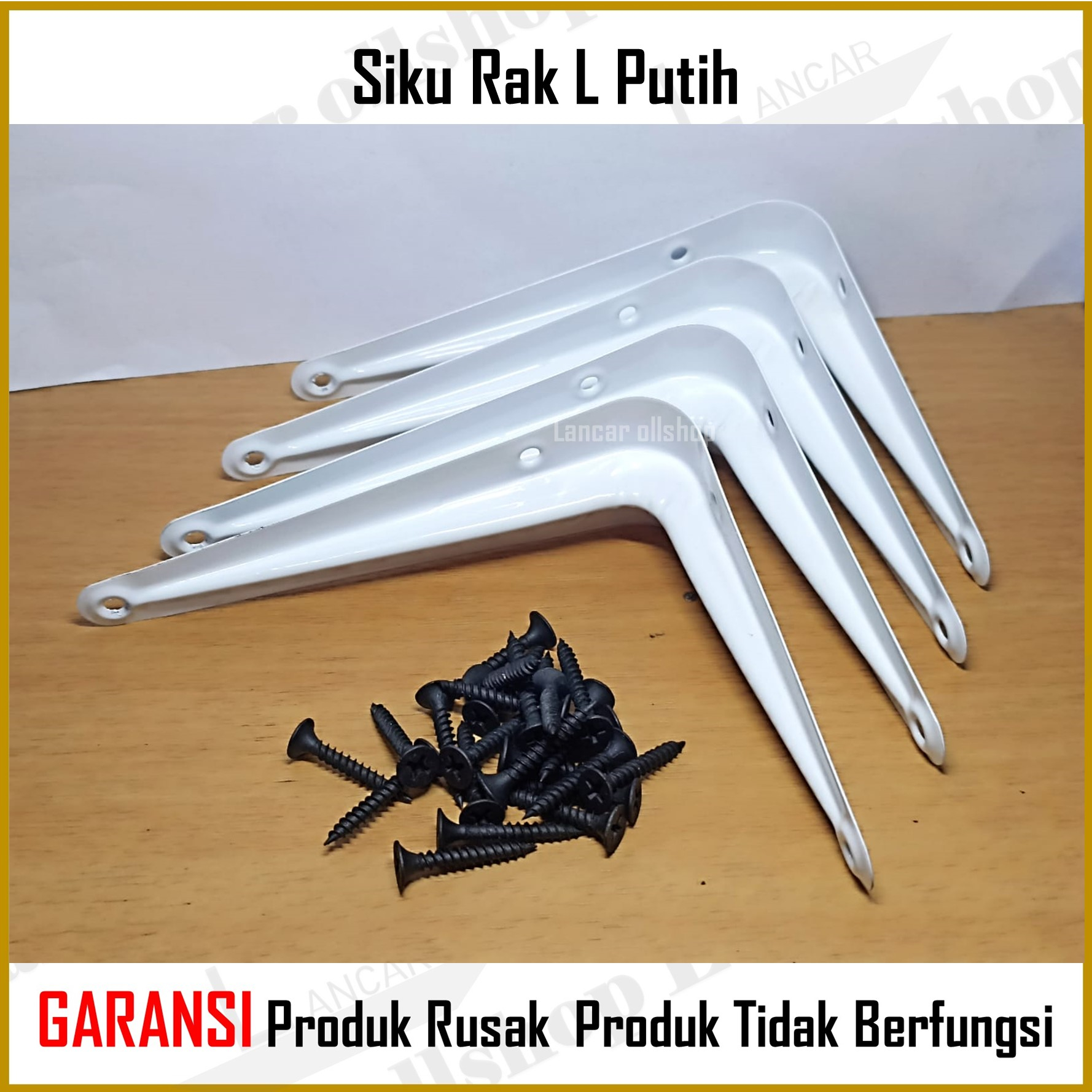 4 Pcs Siku Rak Dinding L Putih Siku Penyangga / Rak Dekorasi Ruangan Siku Putih / 4 Pcs Siku Rak 24 Pcs Sekrup Ambalan Rak Dinding