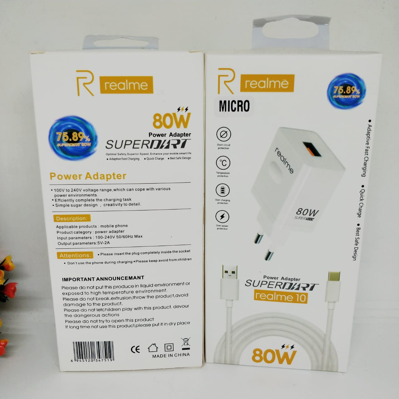 Travel charger realme10 supervooc 80w superdart high quality fast charging for all smartphone BY SMOLL