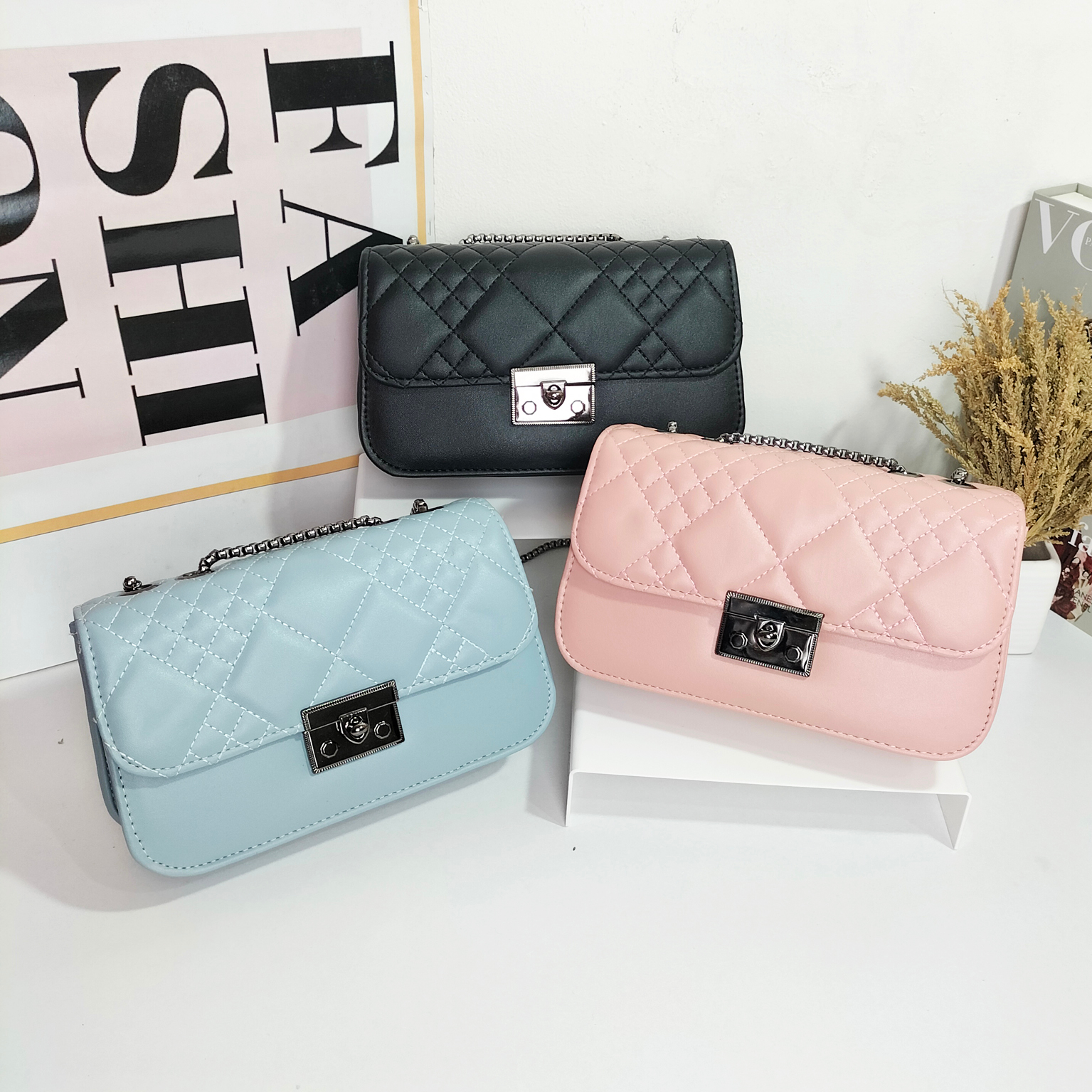 Tas shoulder bag wanita tali rantai slingbag remaja handbag polos cewek slempang mini