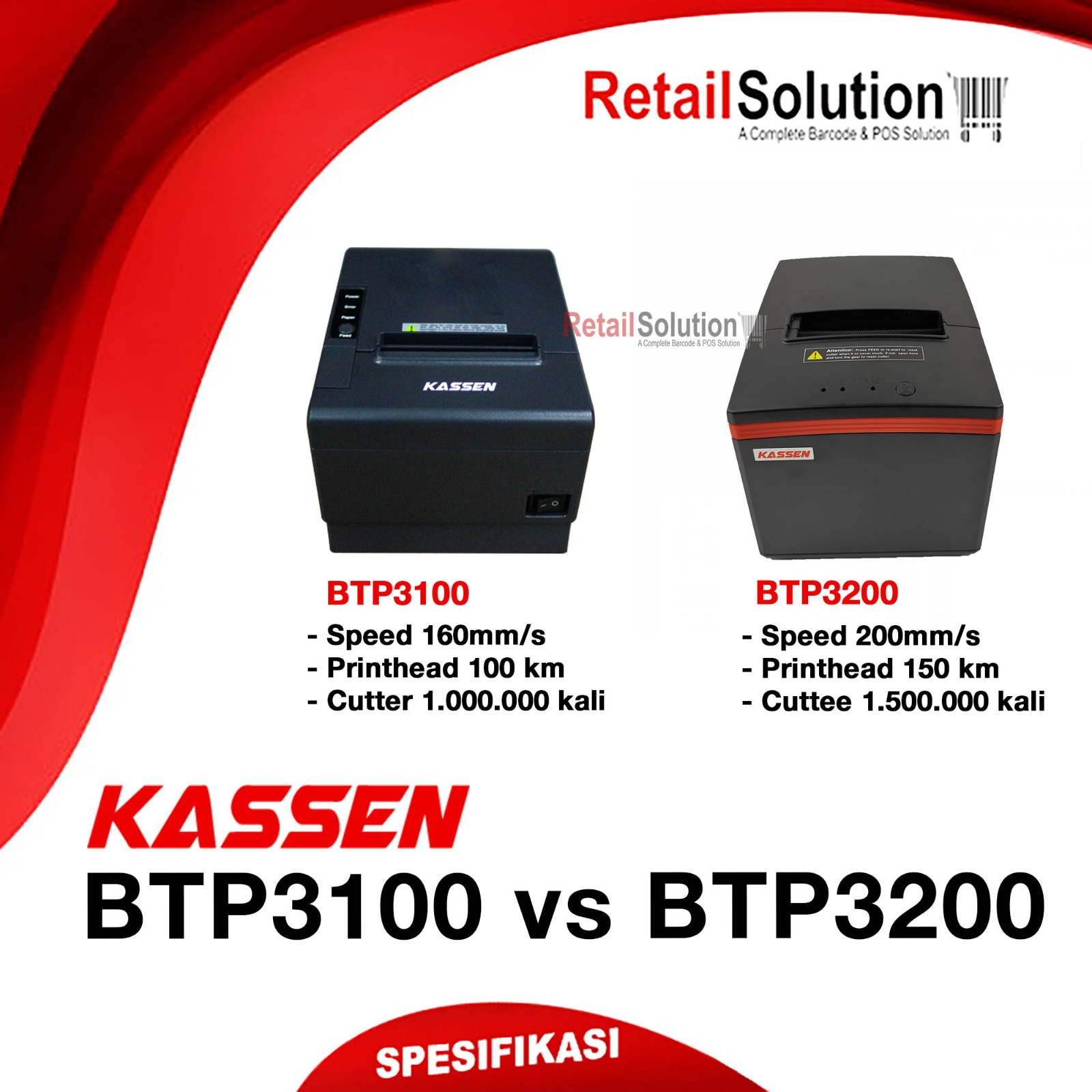 Printer Thermal Bluetooth 80mm - Kassen BTP3100 / BT-P3100 / BTP 3100