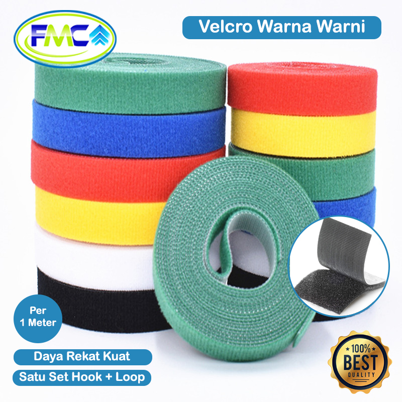 Velcro Perekat 10cm 5cm 2cm Set Warna Velcro Kain Hook Loop Tape Kretekan Kasar Halus 2 Sisi