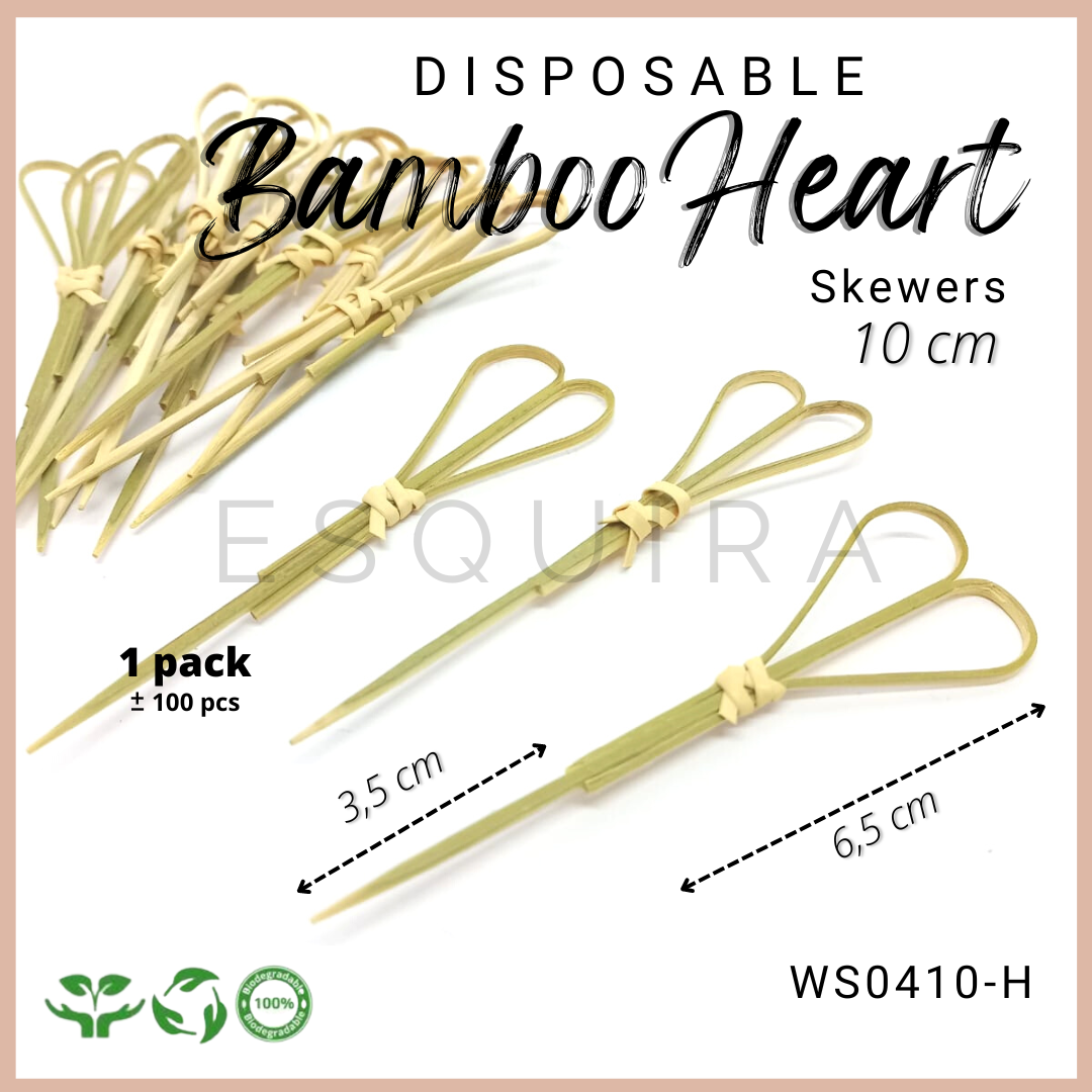 Tusuk Bambu Dessert Simpul Hati / Bamboo Heart Skewers Cocktail 10 cm WS0410-H