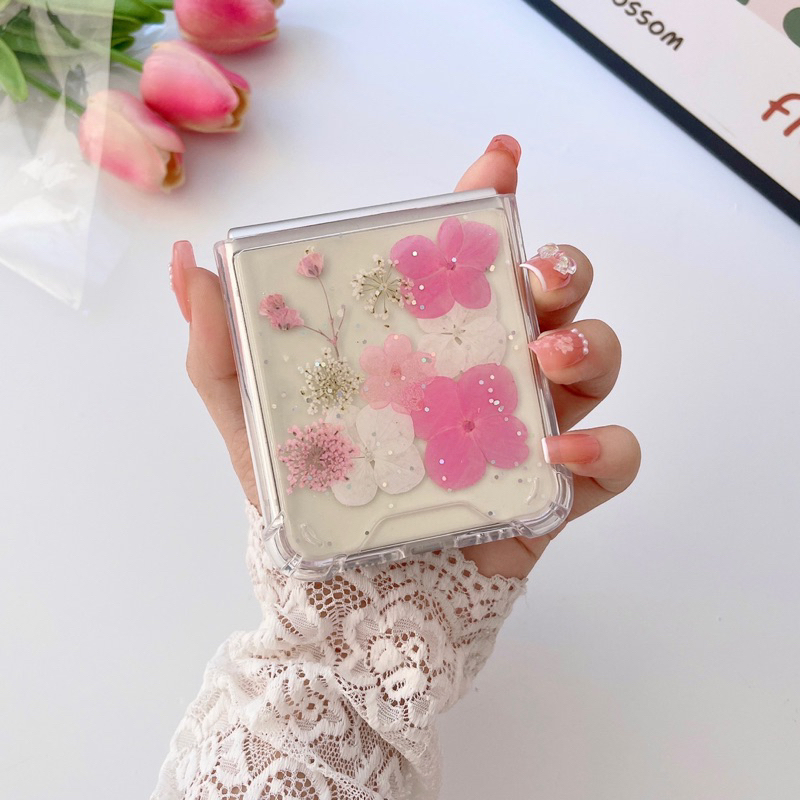 Dried Flower Glitter Case Z Flip 5 Z Fold 5 Zfold 4 Zflip 4 3 Zfold 2 Zflip3 Zflip2 Z Flip Fold  Zflip5 Zfold5 Oppo Find N2 Casing