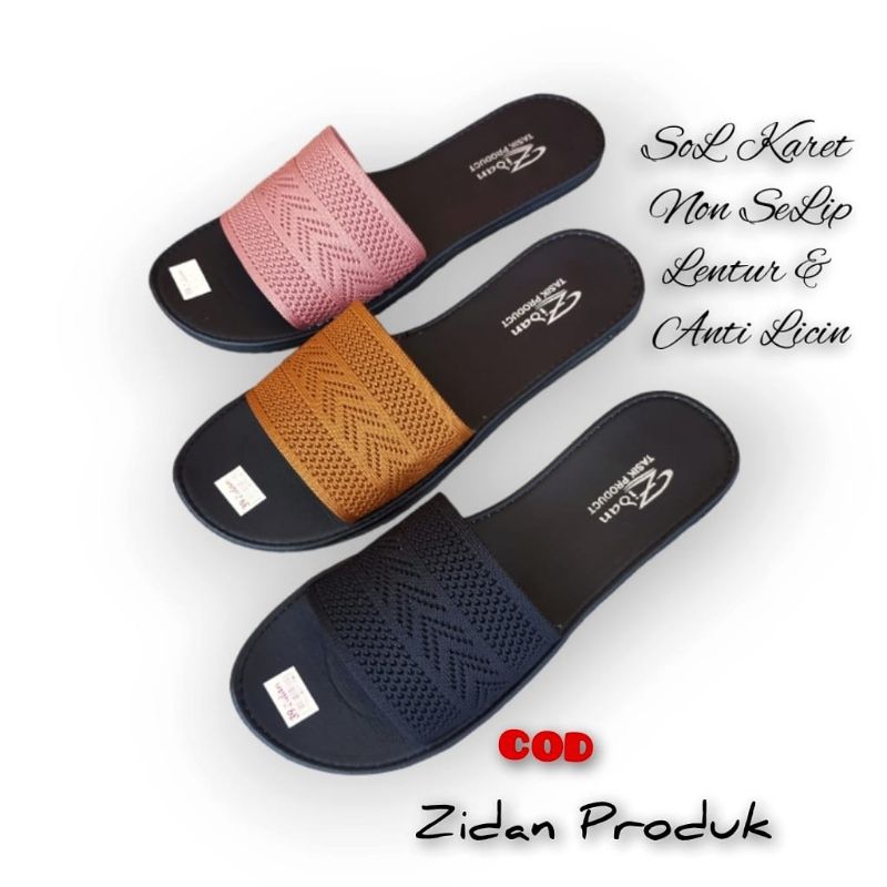 Sandal Selop Wanita Model Rajut Flat SoL Karet Nonslip