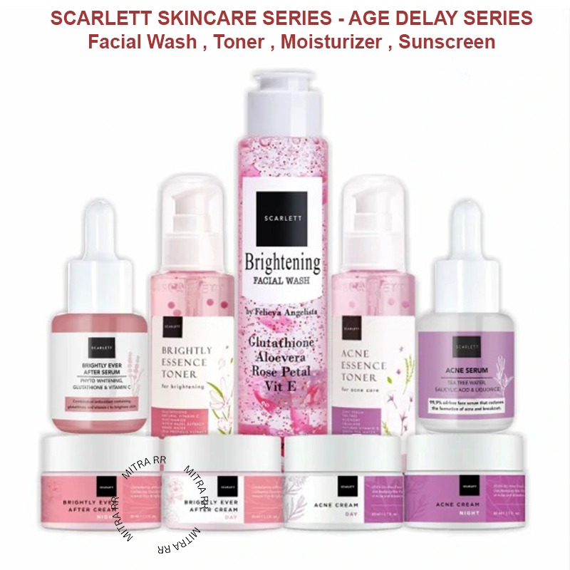 Scarlett Whitening Skincare Series | Brightening Series | Acne Series | Age Delay Series | Face Wash Toner Moisturizer Sunscreen Scarlet Original by Felicya Angelista