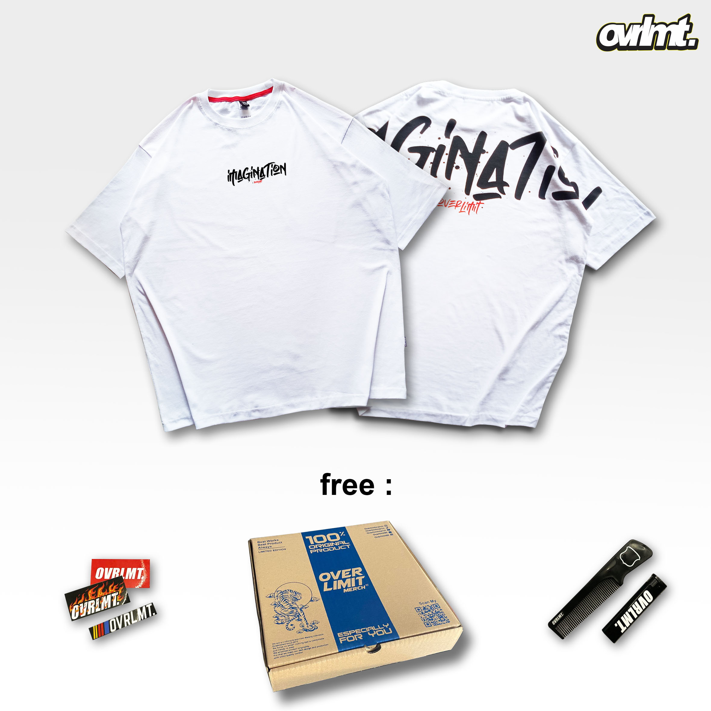 OVERLIMIT WHITE IMAGINATION 2 T-SHIRT OVERSIZE | KAOS OVERSIZE | STREETWEAR | PUTIH