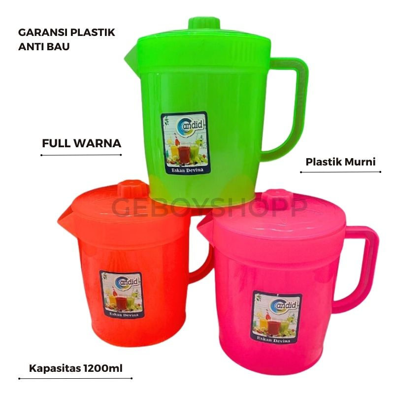 Teko Air Plastik / Eskan Mini / Pitcher Plastik Candid Devina Full Warna Foodgrade 1200ml