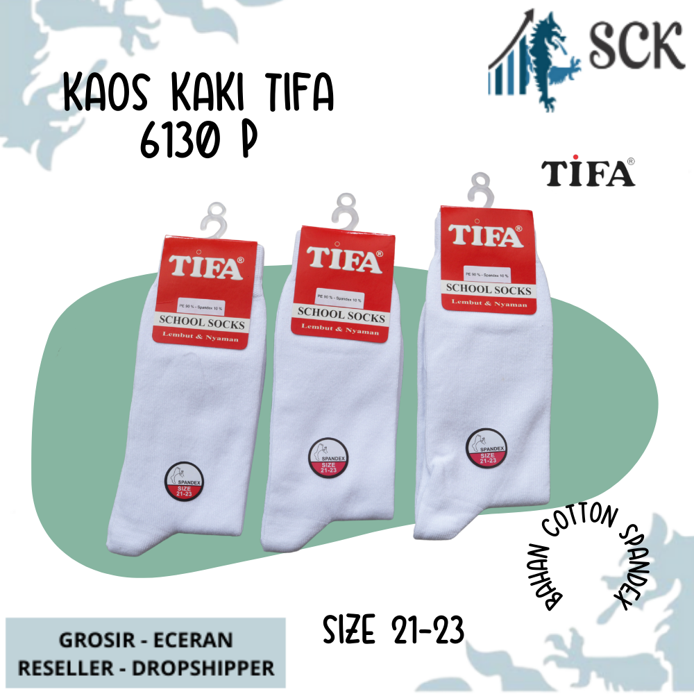 Kaos Kaki Sekolah TIFA 6130 Polos Putih Casual/ Kaus Kaki Halus