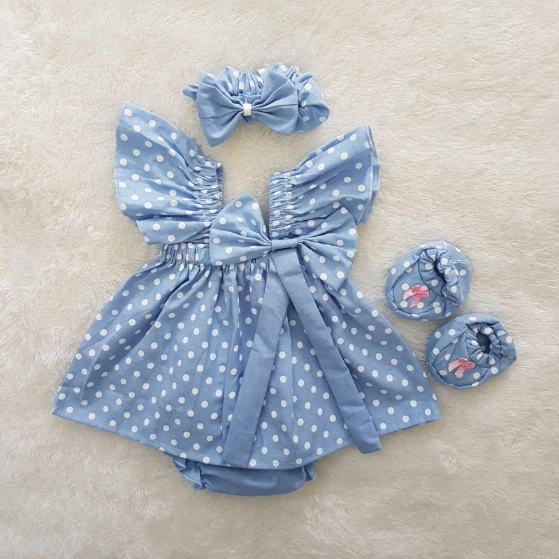 baju bayi Newborn Polkadot bloomer Set