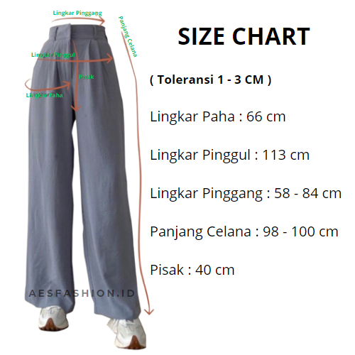 Celana Kulot Crinkle Flowy Jatuh Premium Highwaist Wanita Loose Cullote Pants 3412