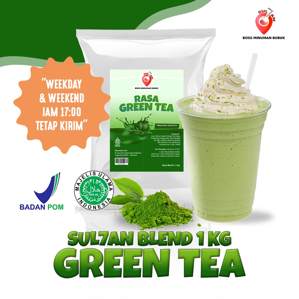 

SUL7AN Minuman Bubuk Mix Gula Rasa Green Tea / Matcha Instant Powder Drink Sugar 1 Kg SULTAN POWDER