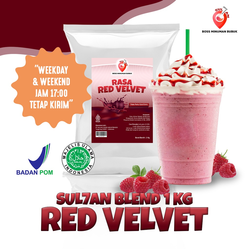 

SUL7AN Minuman Bubuk Mix Gula Rasa Red Velvet Instant Powder Drink Sugar 1 Kg SULTAN POWDER