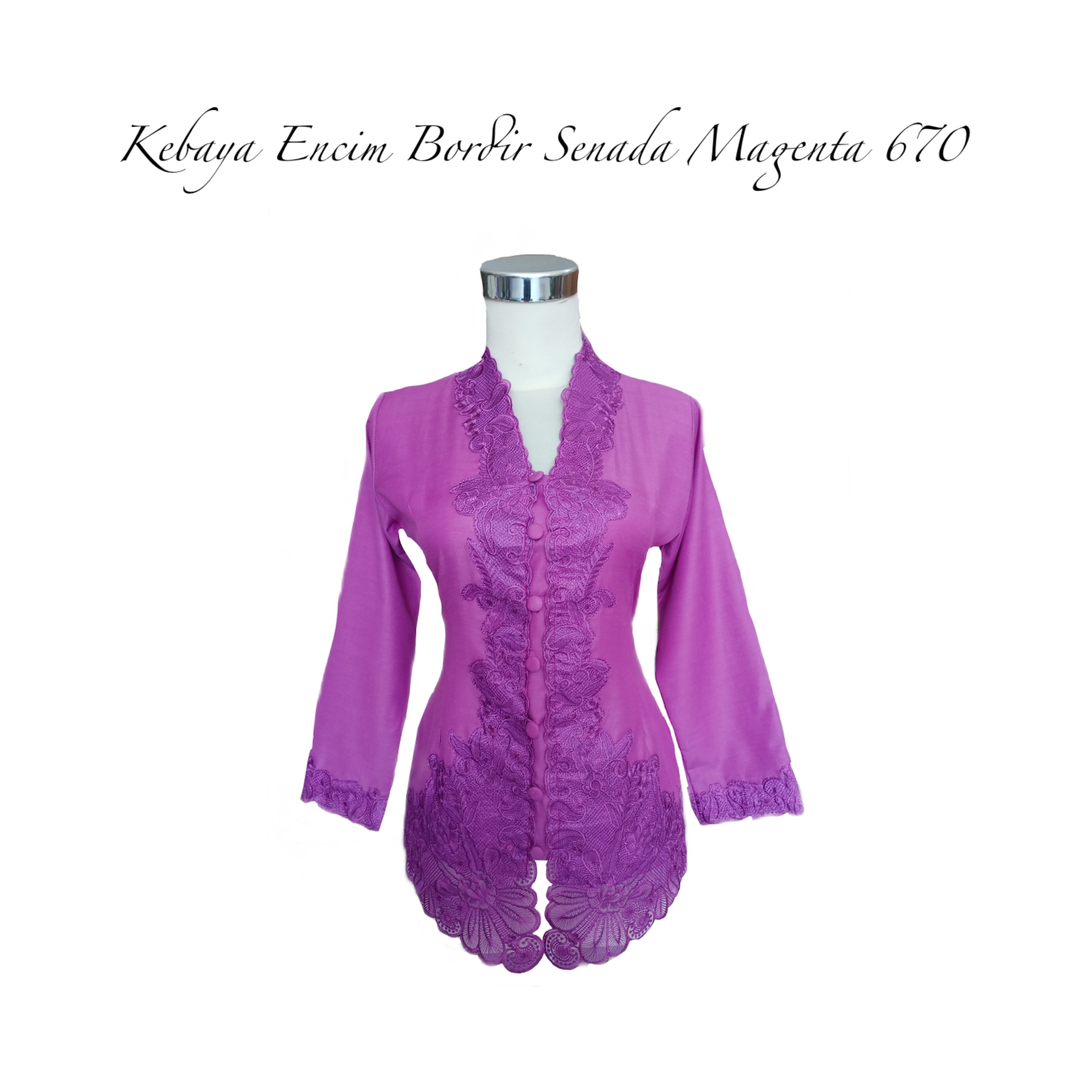 Kebaya Encim Bordir Magenta Senada 670