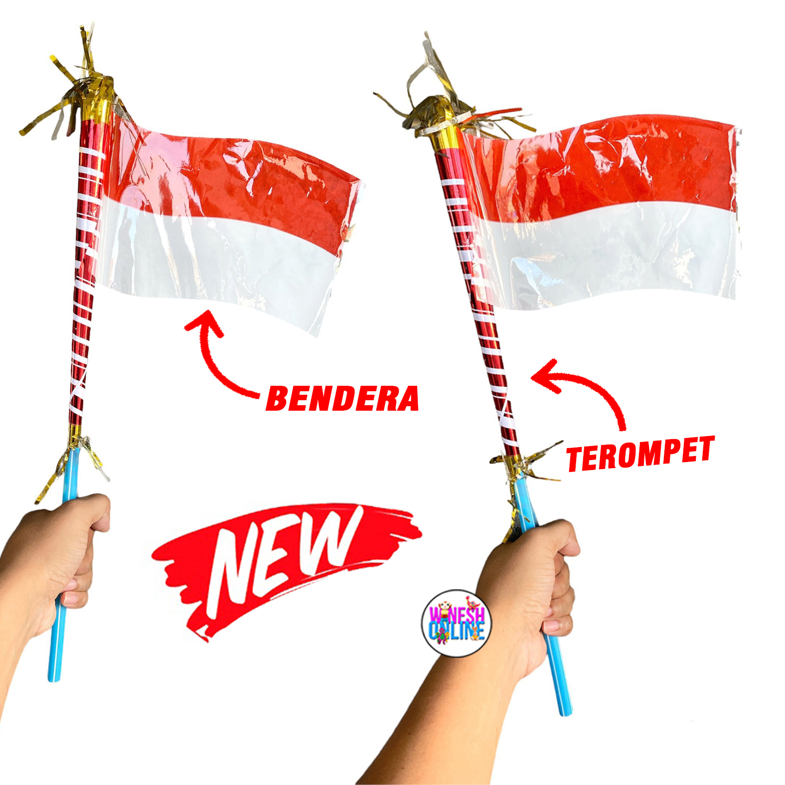 NEW 2 in 1 Terompet Bendera Hari Kemerdekaan / Terompet Naga / Terompet / Terompet ulang tahun