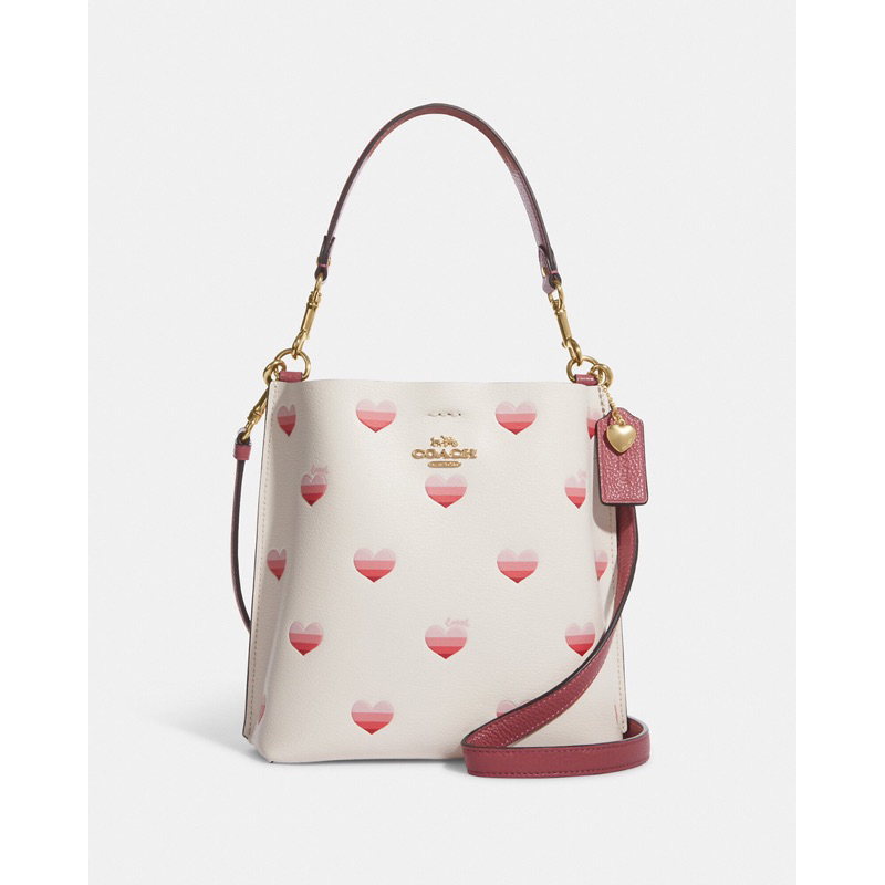 Coach Mollie Bucket Bag 22 With Stripe Heart Print (CA 249)