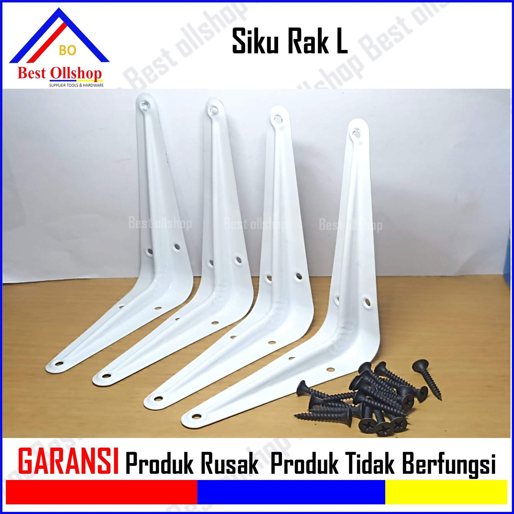 4 Pcs Siku Rak Dinding L 24 Sekrup 4x5 Inch 6x8 Inch 8x10 Inch 10x12 Inch 12x14 Inch Siku Rak Penyangga Ambalan