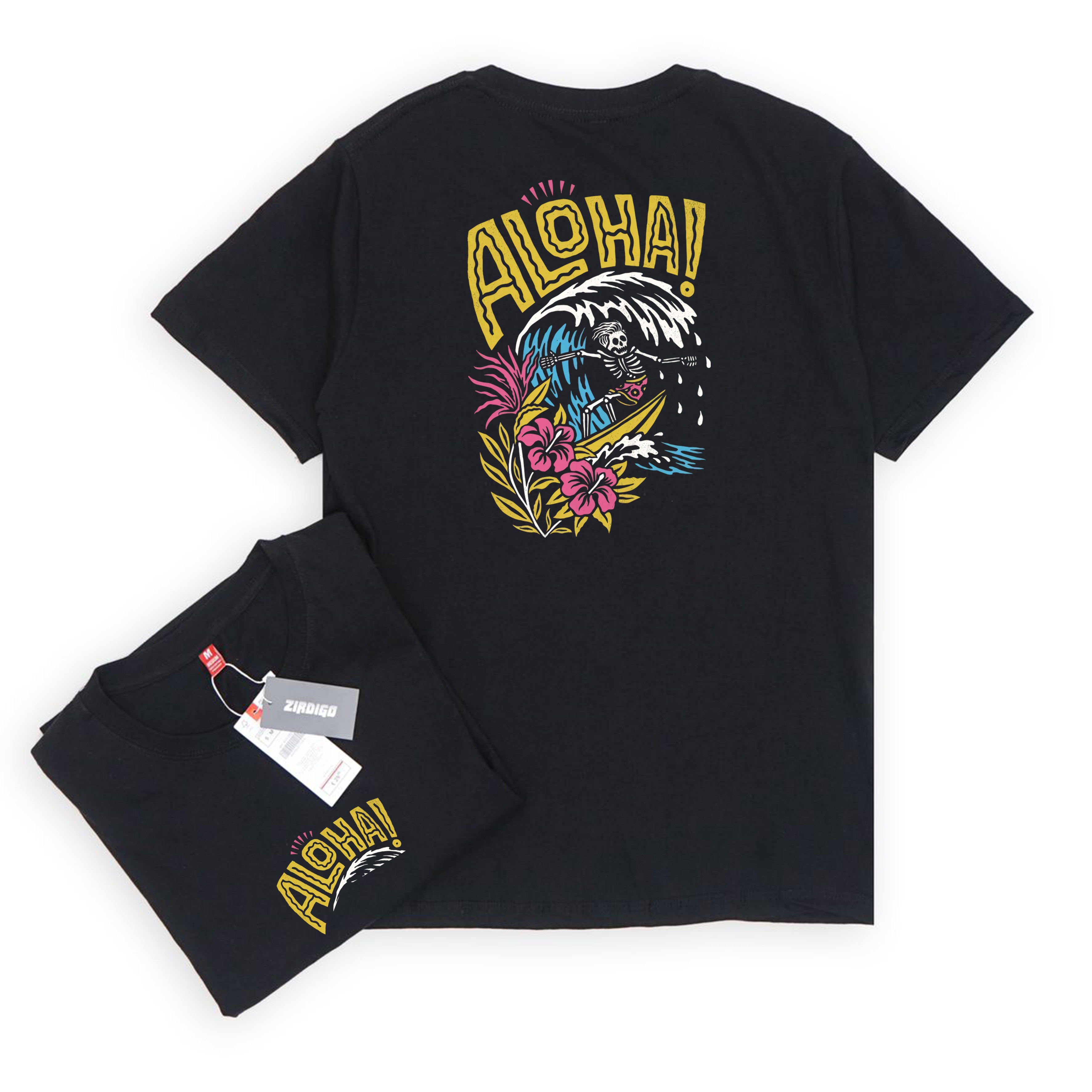 Zirdigo Kaos Distro Aloha debe Lengan Pendek Print Quality Baju Pria