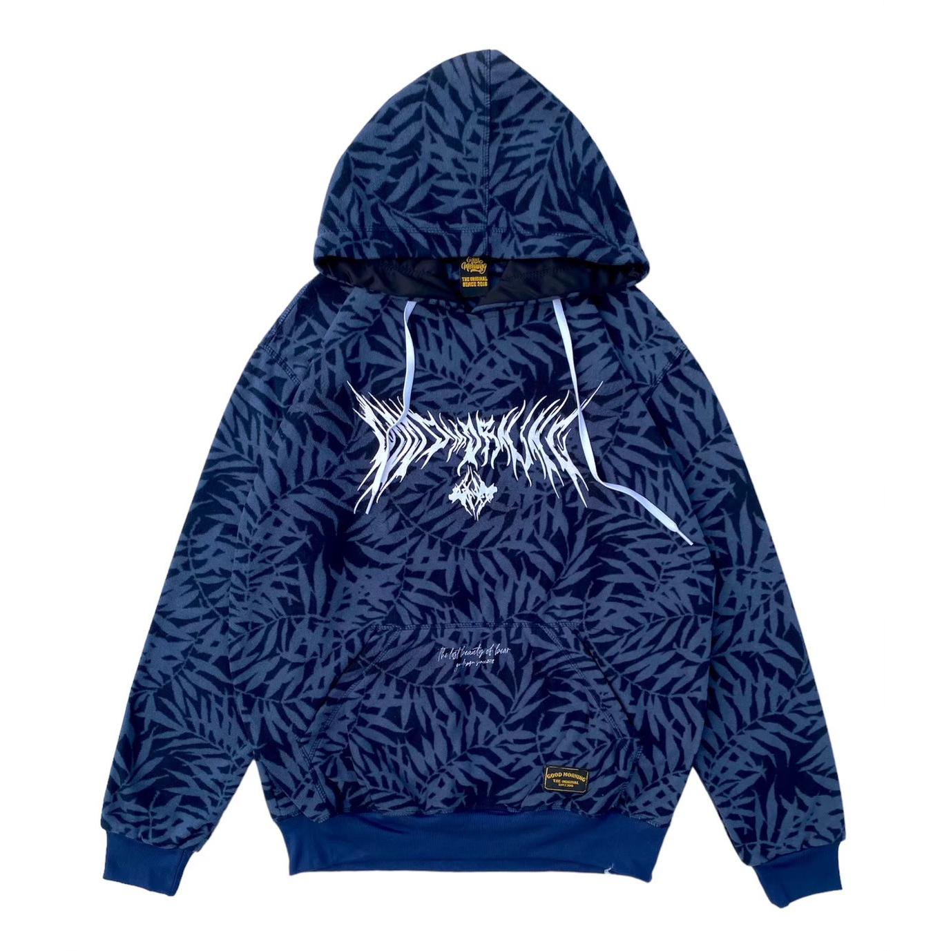 GOOD MORNING SWEATER HOODIE cowok Sweatshirt motif daun navy art seriGM1017