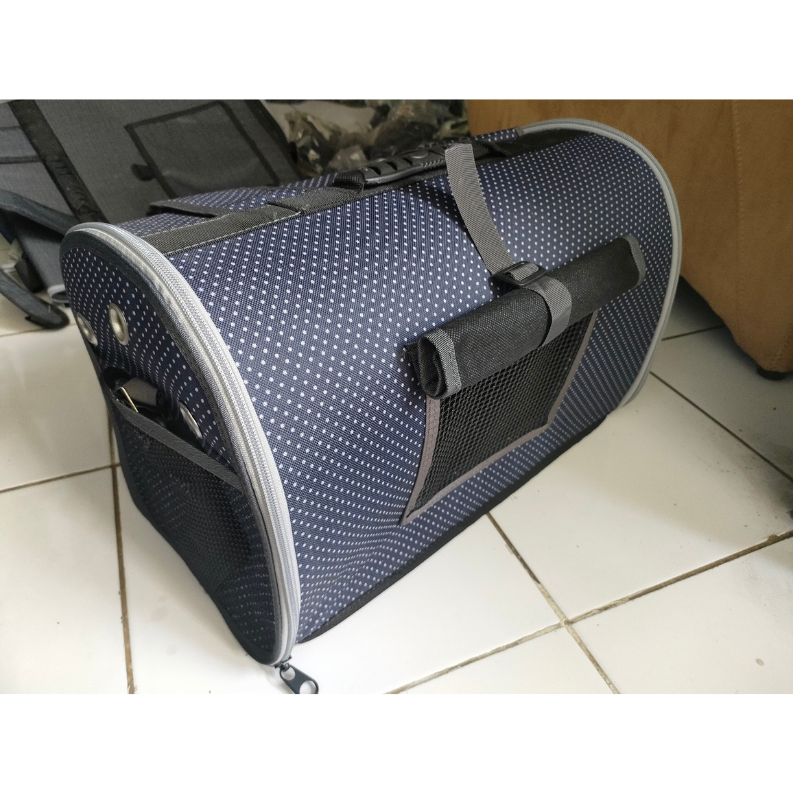 SALE Tas Kucing Reject Layak Pakai/ Ransel 3in1 Navy Polkadot