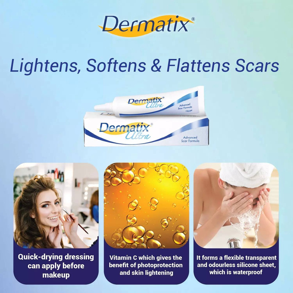 Dermatix Ultra Gel 15gr Advanced Scar Formula Gel LKrim Penghilang Bekas Luka / Bakar / Keloid Anti Scar Stretchmark Dermatik Dermatic