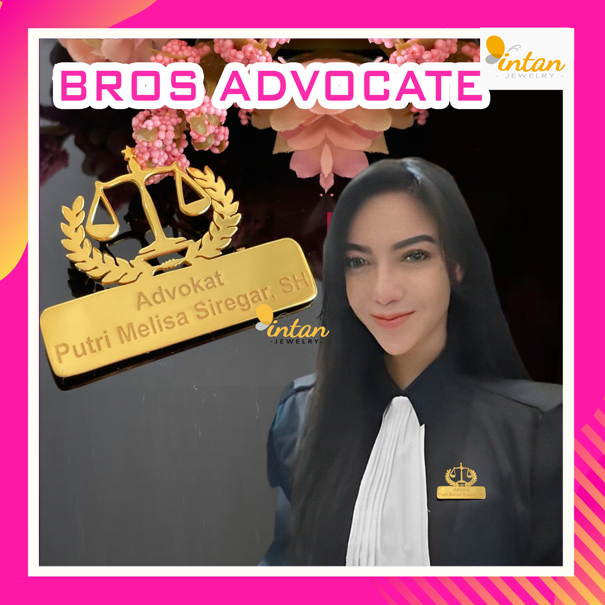 Bros Advokat Nama Bross Advocate Brooch Custom Name Pengacara Sarjana Hukum Logo Hukum Pengadilan La
