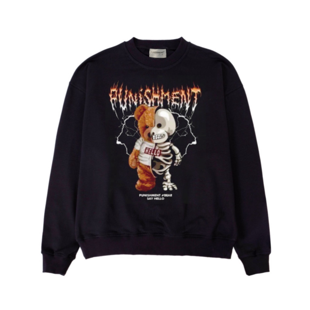 PATIENT Crewneck Oversize Black Punishemnt Terlaris - Sweater Black Oversize Tedy Bear