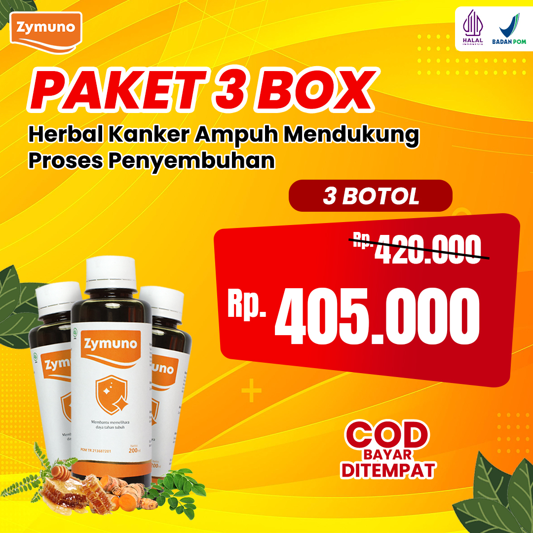 ZYMUNO 3 BOX - Vitamin Herbal Tingkatkan Daya Tahan Tubuh Bantu Proses Penyembuhan Kanker Imun Jaga Kesehatan Tubuh Cegah Flu Demam Batuk Masalah Pencernaan Bantu Percepat Penyembuhan Penyakit Isi 200ml