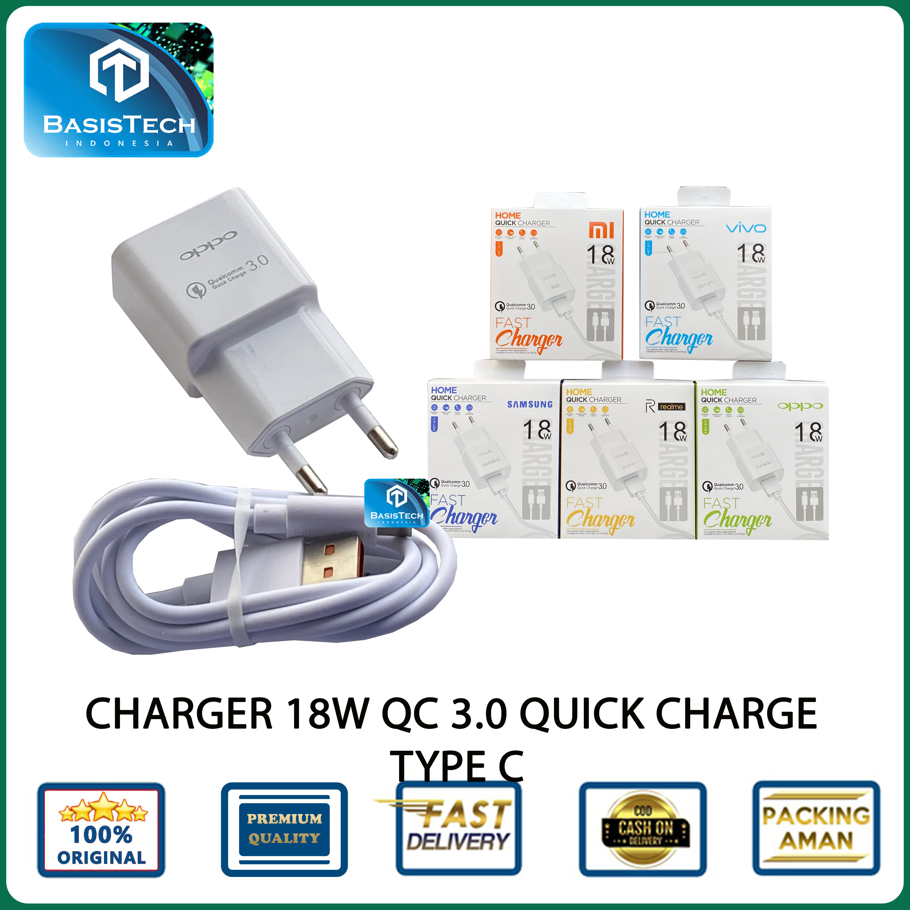 CHARGER CASAN TYPE-C 18W 2A QC 3.0 HOME QUICK CHARGE BT-911 BASISTECH