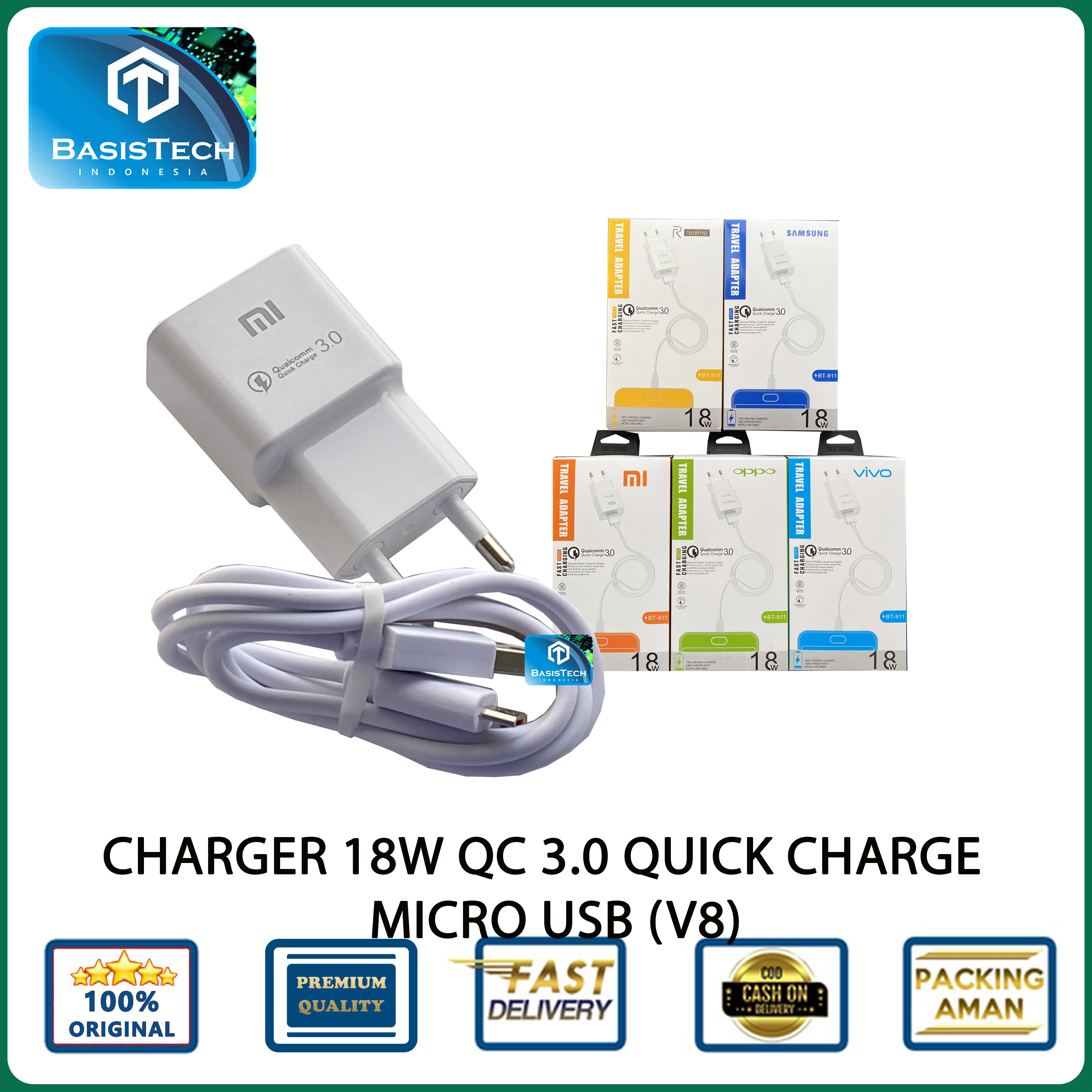 CHARGER CASAN MICRO USB V8 18W 2A QC 3.0 HOME QUICK CHARGE BT-911