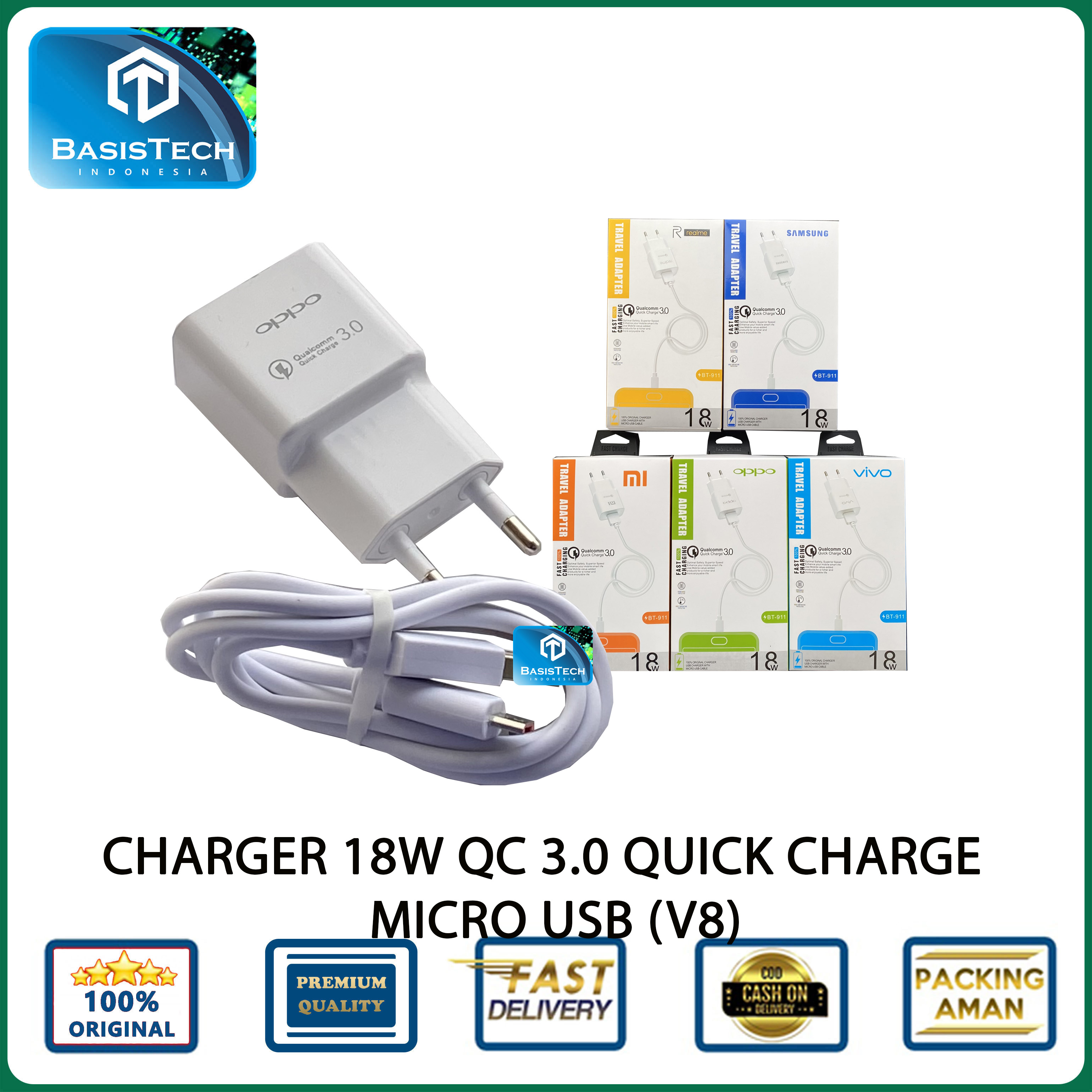 CHARGER CASAN MICRO USB V8 18W 2A QC 3.0 HOME QUICK CHARGE BT-911