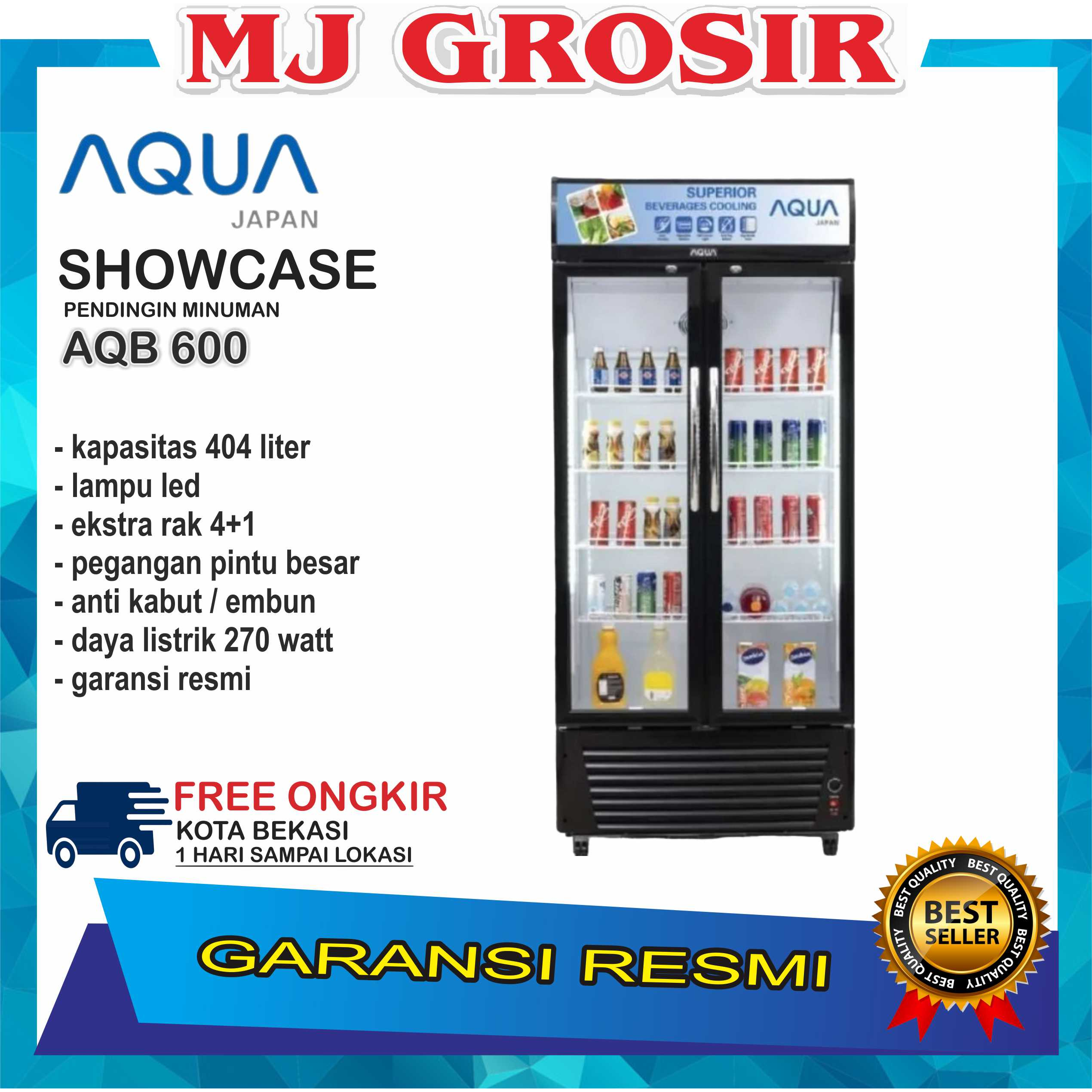 SHOWCASE AQUA JAPAN AQB 600 DISPLAY COOLER PENDINGIN MINUMAN