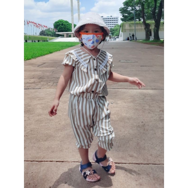 Setelan Baju Anak Perempuan Fovi Motif Garis