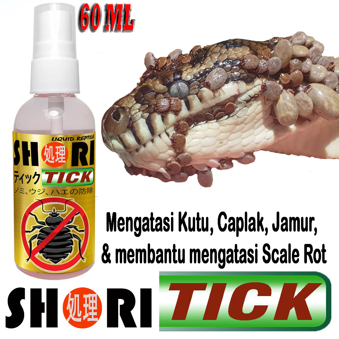 SHORI TICK OBAT ULAR REPTILE SALVA ANTI KUTU CAPLAK PARASITE SCALE ROT REPTIL OBAT SEMPROT ULAR CORN