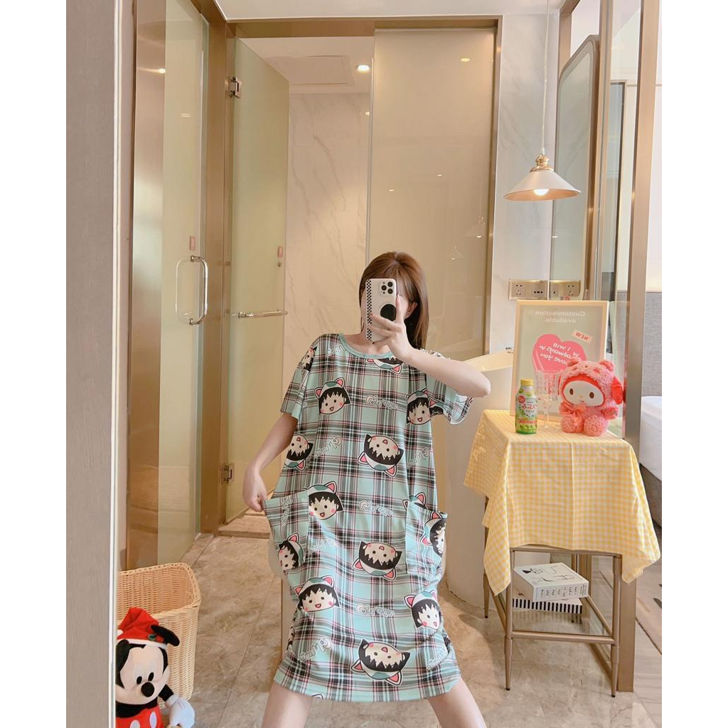 KAWAI BAJU TIDUR DASTER DRESS JUMBO KANTONG LD 120 LUCU IMPORT